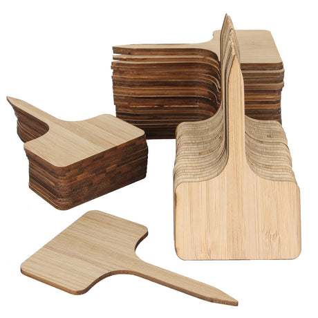 ZIQI 100Pcs Wooden Plant Labels, Eco-Friendly T-Type Bamboo Plant Labels Tags Garden Plant Markers for Seed Potted Herbs Flowers Vegetables (6 x 10 Ziqi