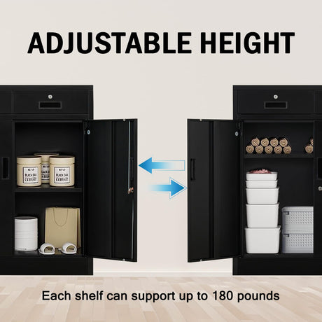 TaskStorz Metal Garage Storage Cabinets，Metal File Cabinet with 2 Locking Drawers, Lockable Storage Cabinets for Office, Home, Garage, Warehouse TaskStorz