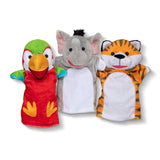 Melissa & Doug Safari Buddies Hand Puppets, Set of 6 (Elephant, Tiger, Parrot, Giraffe, Monkey, Zebra) - Soft, Plush Animal Hand Puppets For Toddlers Melissa & Doug