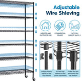 Storage Shelves Metal Shelf Wire Shelving Unit with Wheels 6 Tier NSF Certification Adjustable Garage Shelving Utility Steel Heavy Duty Commercial Dkeli