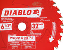 Diablo D0632GPX2 6-1/2" x 32 Tooth Wood and Metal Carbide Circular Saw Blade (2 Pack) Diablo