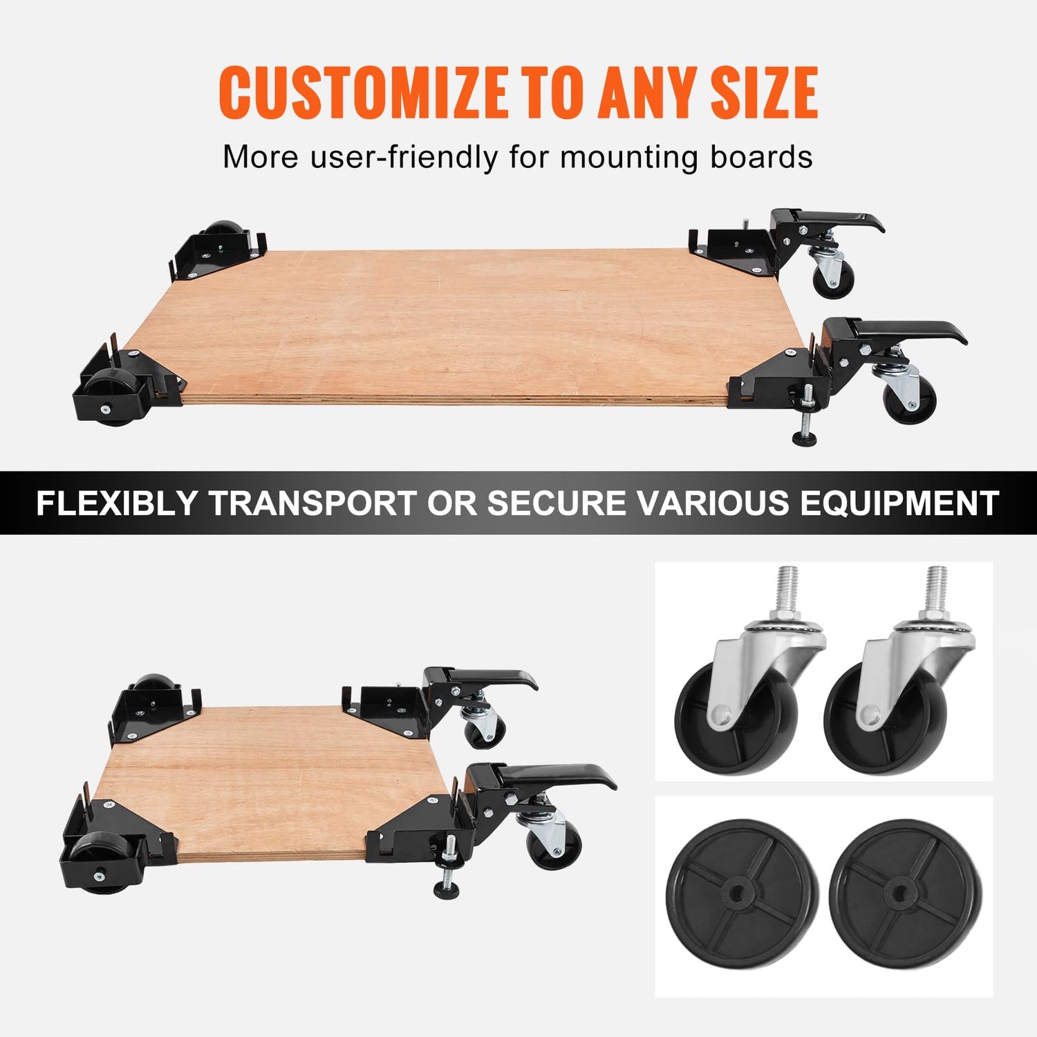 VEVOR Mobile Base, 400 lbs Weight Capacity, Adjustable from 12" x 12" to Infinity, Heavy Duty Universal Mobile Base Stand with Swivel Wheels, for VEVOR