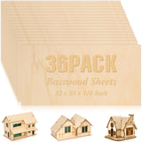 36 Pack Basswood Sheets Plywood Board 1/8 Inch Unfinished Wood Boards for Crafts for DIY Laser Projects Architectural Model Making Mini House Riakrum