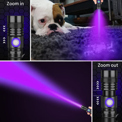 DARKBEAM UV 395nm Flashlight USB Rechargeable, Wood's lamp Black Light, Handheld Ultraviolet LED Portable with Clip, Resin Curing/Spot - WoodArtSupply