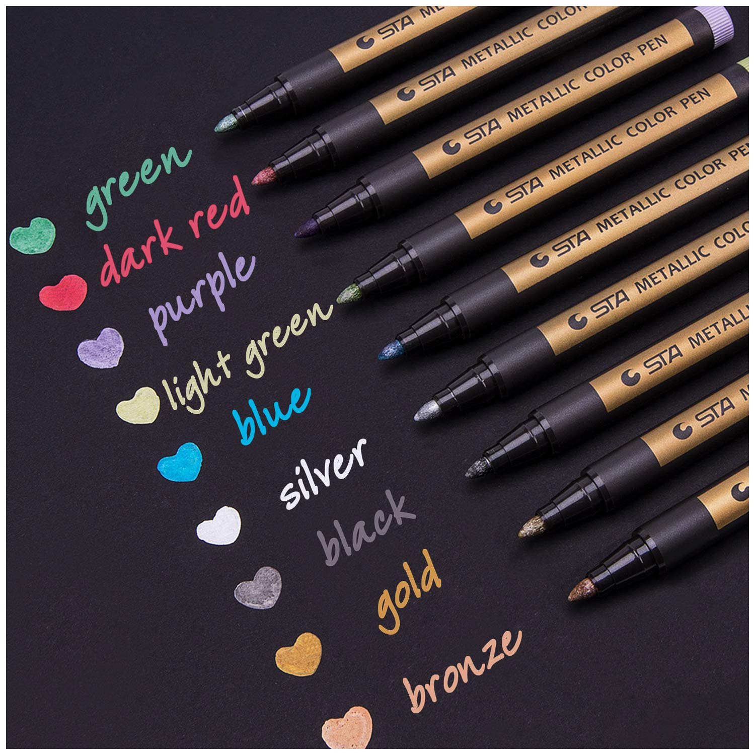 Dyvicl Metallic Marker Pens - Set of 9 Medium Point Metallic Markers Dyvicl