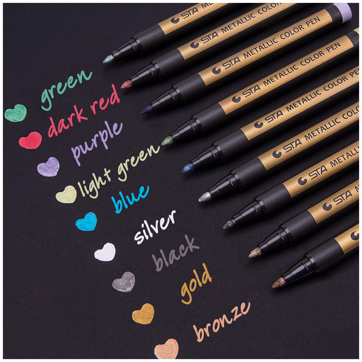 Dyvicl Metallic Marker Pens - Set of 9 Medium Point Metallic Markers - WoodArtSupply