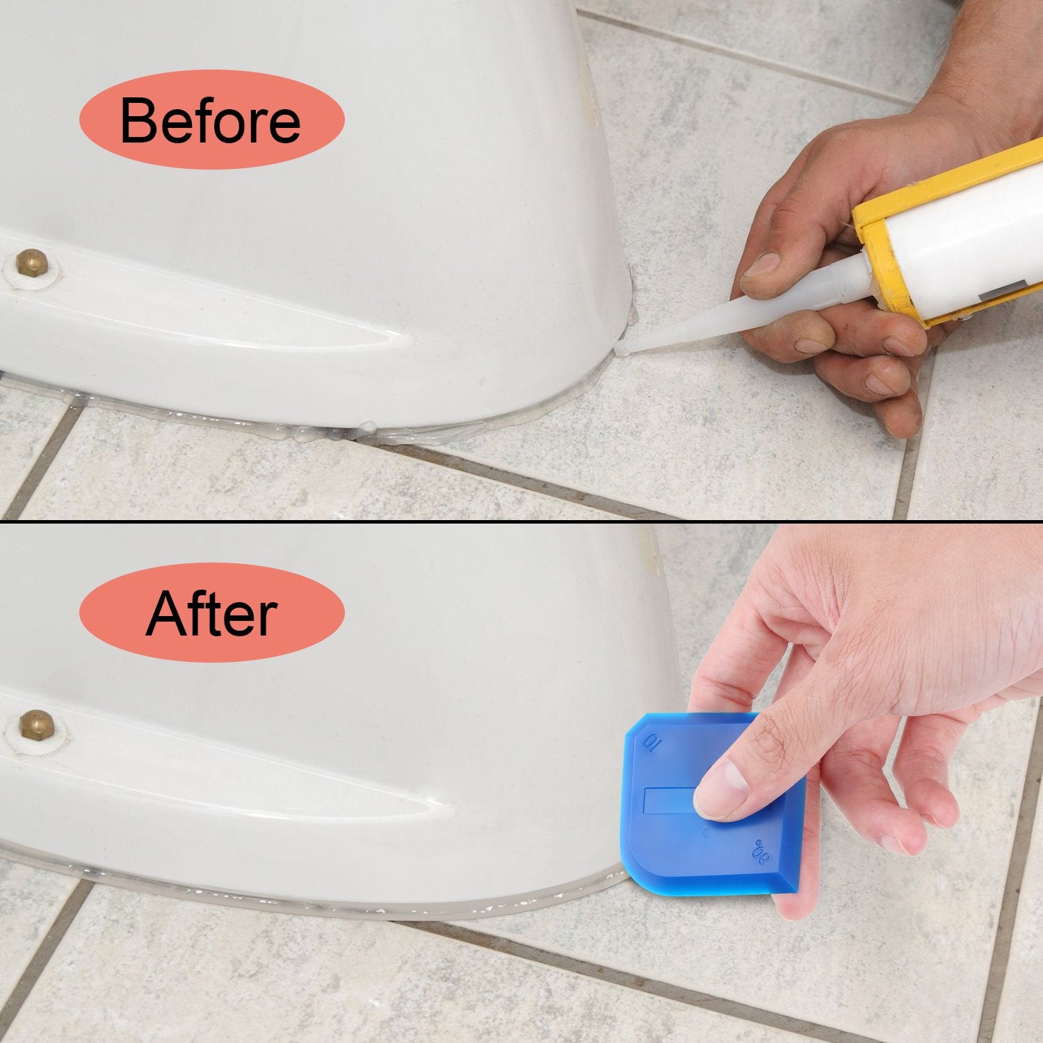 Outus 2 Pieces Caulking Tool Set Silicone Sealant Grout Finishing Tool for Kitchen Bathroom Floor Sealant Sealing (Blue) Outus