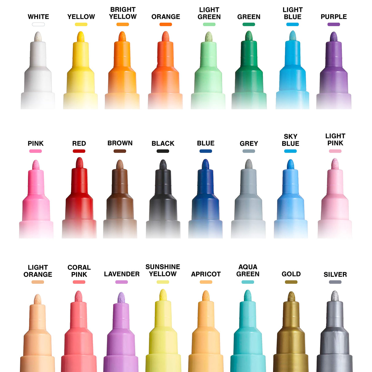 24 Posca Paint Markers, 3M Fine Posca Markers with Reversible Tips, Posca Marker Set of Acrylic Paint Pens | Posca Pens for Art Supplies, Fabric Uni Posca