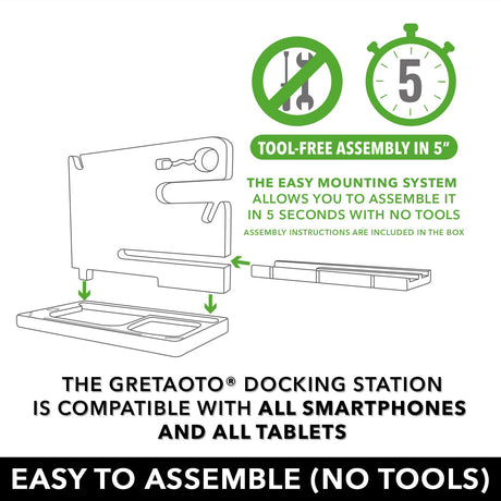 GRETAOTO Personalized Wood Docking Station for Cell Phone, Tablet, Wallet, Watch, Keys, Desk Nightstand Organizer, Valentines Day, Gifts for Men GRETAOTO