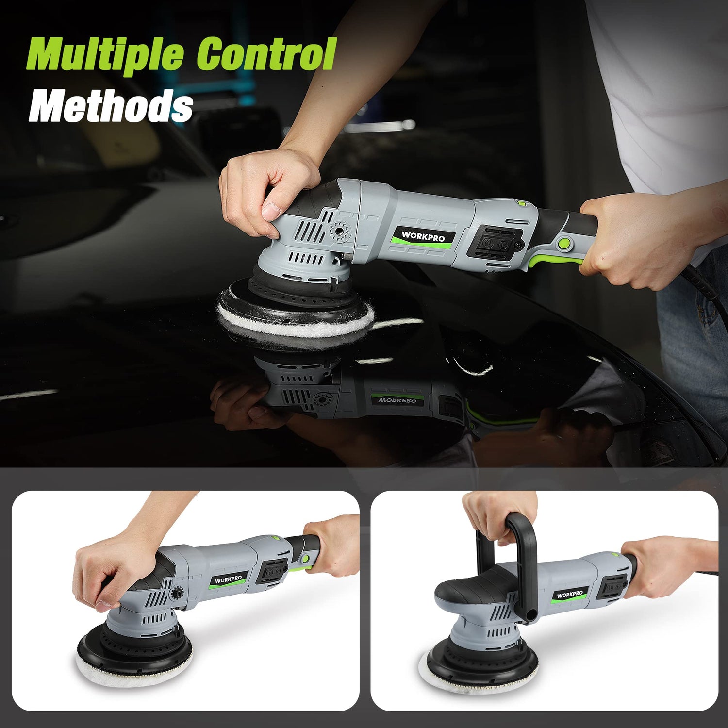 WORKPRO Buffer Polisher, 6-inch 1080W Dual Action Random Orbital Polish Kit for Car Detailing, 6 Variable Speed DA Polisher with Backing/Woolen/Foam WORKPRO