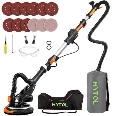 MYTOL Electric Drywall Sander with Vacuum Dust Collection, Variable Speed, LED Light, Foldable Handle, Sanding Discs & Grids