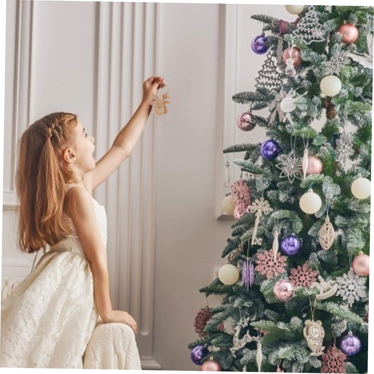 EXCEART 60 Pcs Christmas Deer Pendant Deer Head Wood Cutouts Wooden Deer Head Christmas Ornaments Reindeer Wooden Decor Christmas Tree Decorations EXCEART