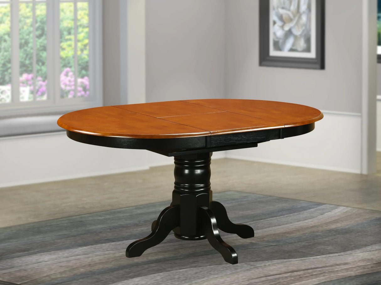 East West Furniture AVT-BLK-TP Avon Kitchen Dining Table - an Oval Wooden Table Top with Butterfly Leaf & Pedestal Base, 42x60 Inch, Black & Cherry East West Furniture