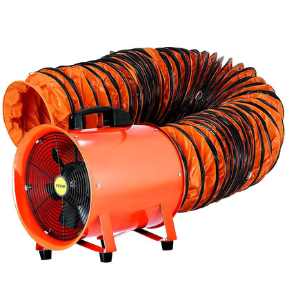 VEVOR Utility Blower/Exhaust Axial Hose Fan, 12 Inches, 3900 m3/h High Velocity Portable Ventilator, Low Noise Extractor Fan Blower with 16 ft / 5 m - WoodArtSupply