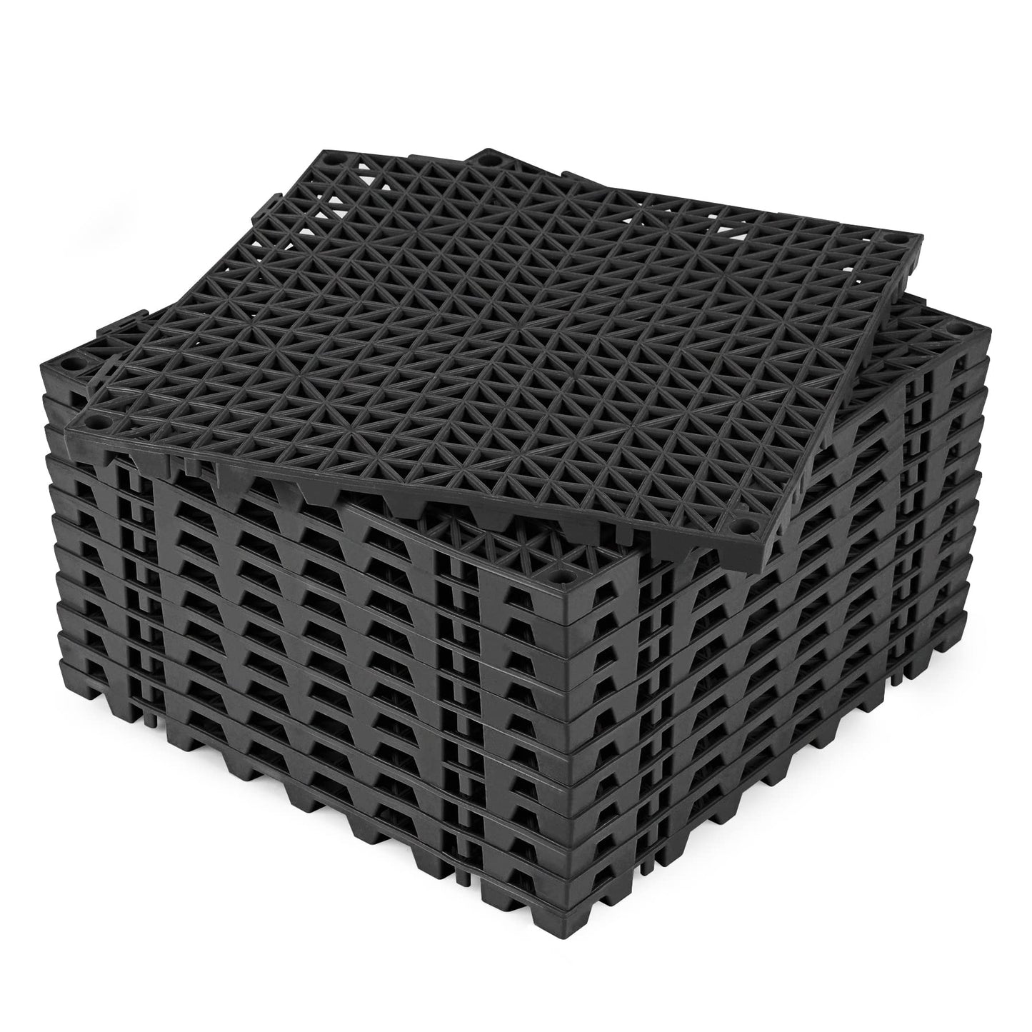 Modular Interlocking Cushion 12 Pcs 11.8" x 11.8" Interlocking Rubber Floor Drain Holes Non-Slip Splicing Drainage Mats for Deck, Shower, Kitchen,