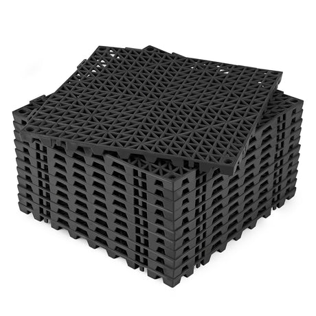 Modular Interlocking Cushion 12 Pcs 11.8" x 11.8" Interlocking Rubber Floor Drain Holes Non-Slip Splicing Drainage Mats for Deck, Shower, Kitchen, ToLanbbt