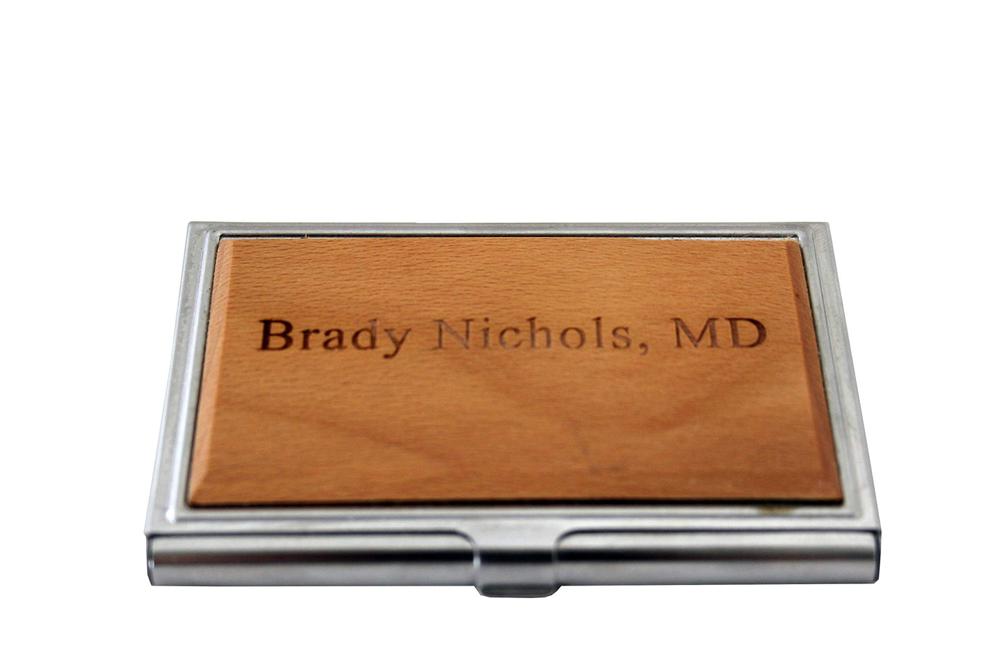 Personalized Wood Business Card Holder Customized Gift for Men Engraved Business Card Case - WoodArtSupply