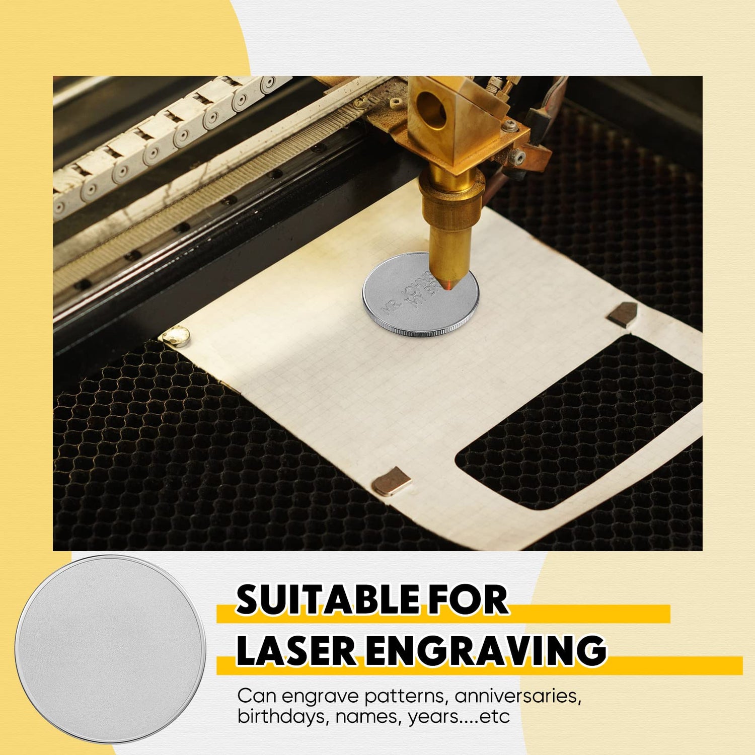 Yinkin 20 Pieces Blank Challenge Coin Threaded Edged 40 mm with Acrylic Protection Box Laser Engravable Pattern for DIY Crafts Engraving Travel Yinkin