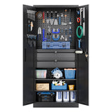 Yizosh Metal Garage Storage Cabinet with Locking Doors and Drawers, Heavy Duty Steel Tool Cabinet with Pegboard, 71" - Lockable Cabinets for Garage, Yizosh