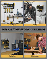 WellMall Power Tool Charging Station - 3 Layer Wall Mount Power Tool Organizer with Charging Station for Power Drill, 6AC Outlets, Great as Heavy WellMall