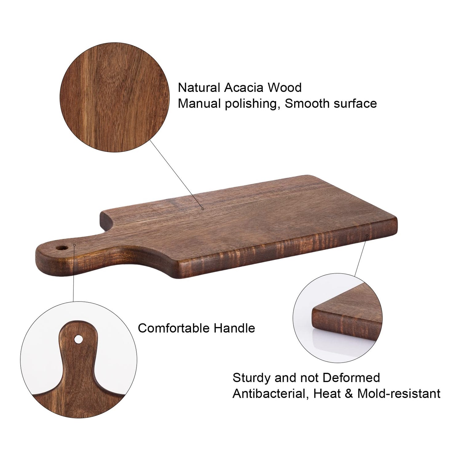 6 Pcs Personalized Acacia Cutting Boards with Handle, Wood Chopping Serving Board Set Bulk, DIY Engraving Gifts for Women Couples Wedding Anniversary SUNNOW