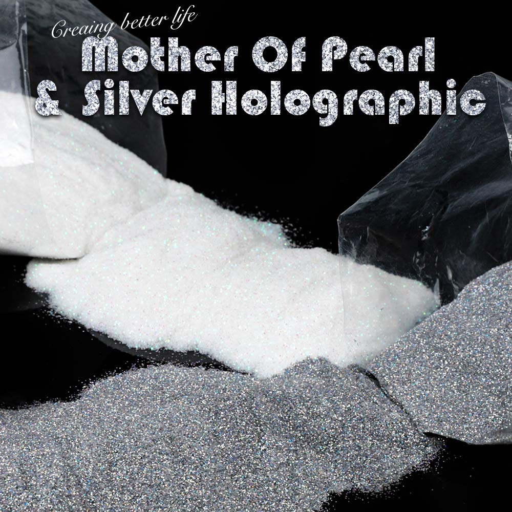 YGDZ White Glitter, Silver Glitter 200G, Extra Fine Glitter for Craft, Holographic Glitter, Snow Glitter, Festival Glitter, Clear Glitter, Glitter YGDZ