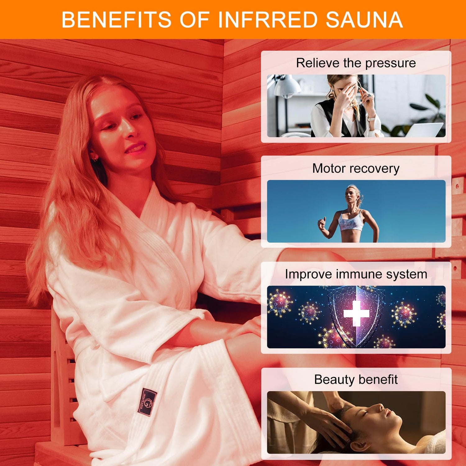 iDOTODO Far Infrared Wooden Sauna Room with Recliner, 2 Person Indoor Infrared Home Sauna, Indoor Saunas for Home 220V， 3400W, 9 Heaters, Hemlock, iDOTODO