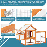 PioneerWorks Outdoor Chicken Coop Wooden Hen House with Run, Poultry Cage w/Ramps, Nesting Box, 5 Access Areas, Wire Fence, Removable Bottom for Easy PioneerWorks