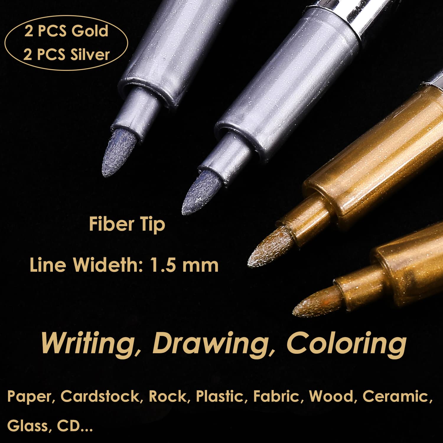 Dyvicl Premium Metallic Markers Pens Silver and Gold Paint Pens Fine Tip Metallic Markers Dyvicl