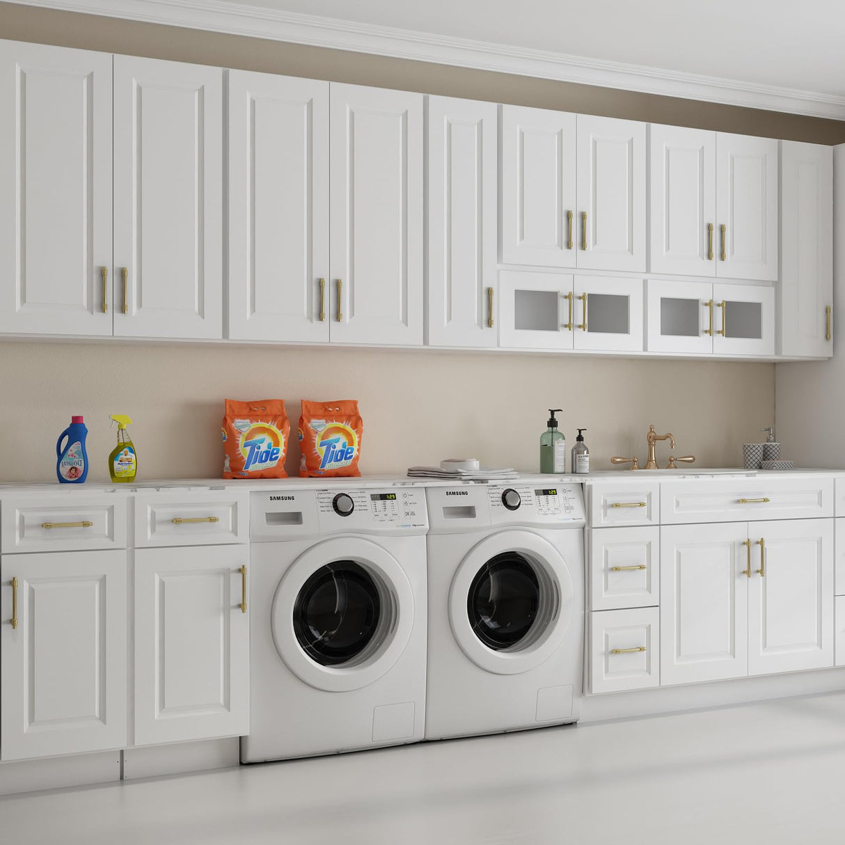 ROOMTEC Wood Wall-Mounted Cabinet,Bathroom Medicine Cabinet with Adjustable Shelves and 2 Soft-Close Doors,Laundry Storage Cabinet for ROOMTEC