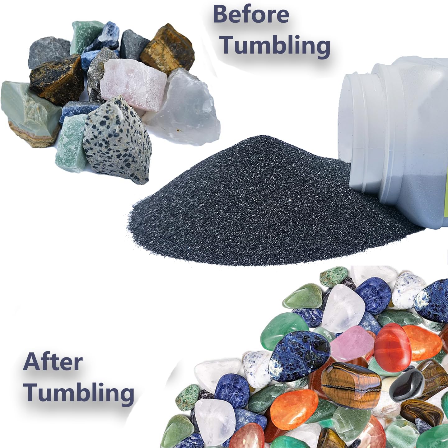 Tonmp 3 LBS Rock Tumbler Grit and Polish Refill Kit - Tumbling Grit Media - 4 Step Tumbling Grit Media Works with Any Rock Tumbler, Rock Polisher, Tonmp
