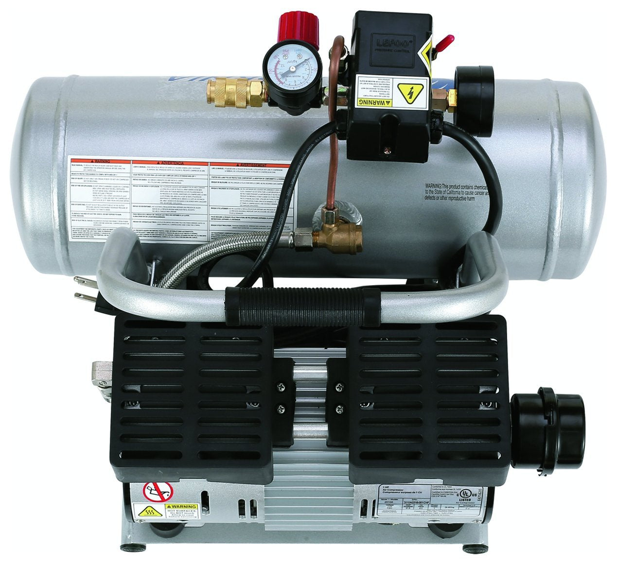 California Air Tools 2010A Ultra Quiet and Oil-Free 1.0 HP 2.0-Gallon Aluminum Tank Air Compressor,Silver - WoodArtSupply