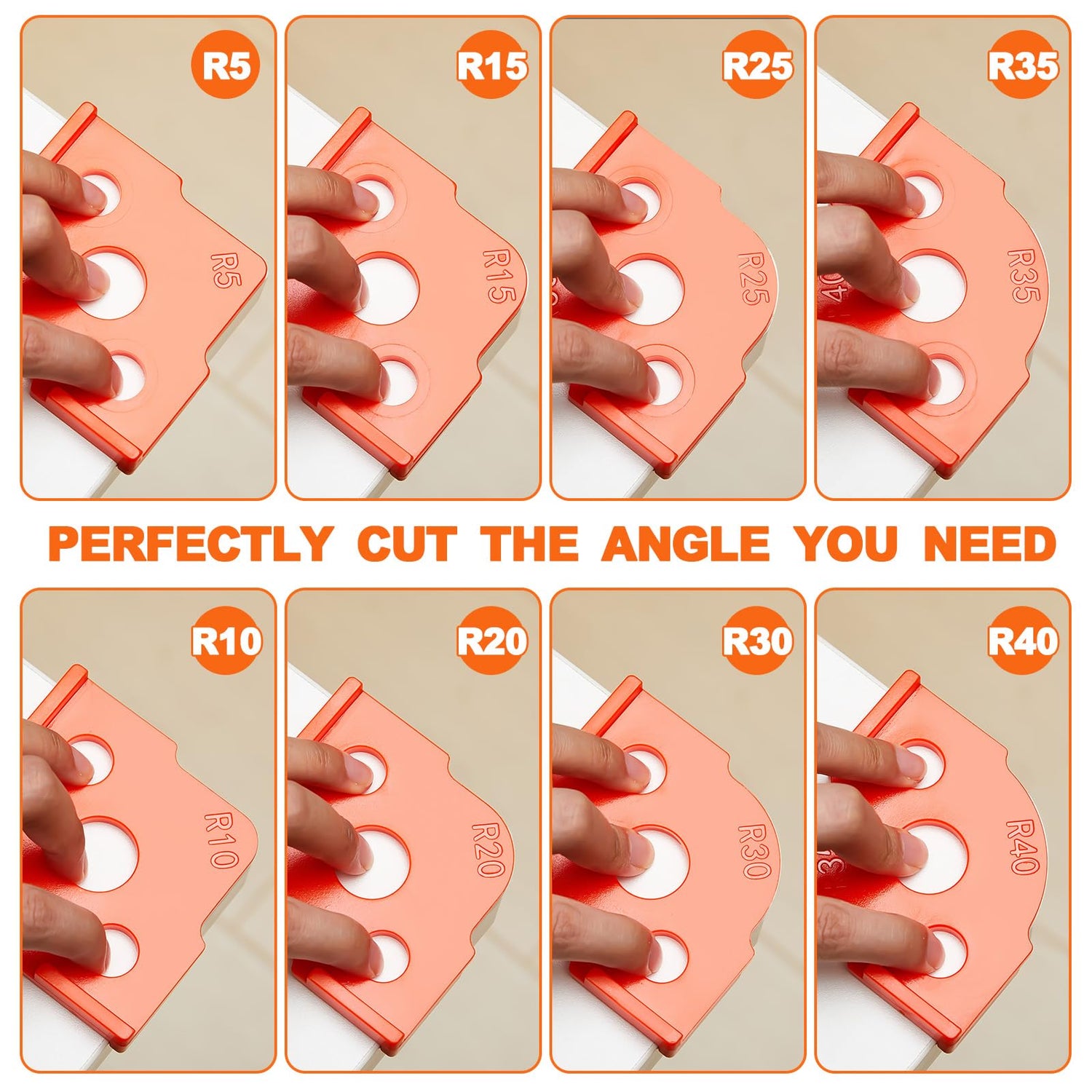Xuhal 4 Pcs Radius Jig Router Templates 8 Radius Angle Corner Radius Routing Templates Routing Rounded Corners Router Bit Templates Hardness ABS CNC Xuhal