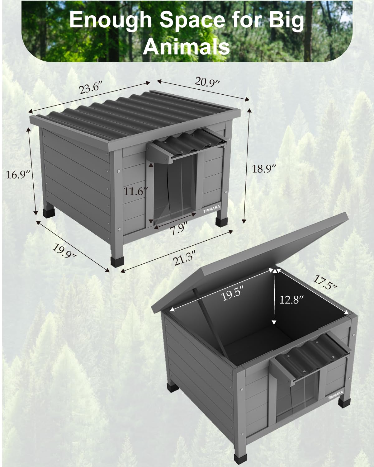 TIMHAKA Outdoor Cat House Feral Cat Shelter Waterproof All-Round Foam Insulated, Large Outside Feral Cat Enclosure Wooden Cat Condos for Multiple - WoodArtSupply