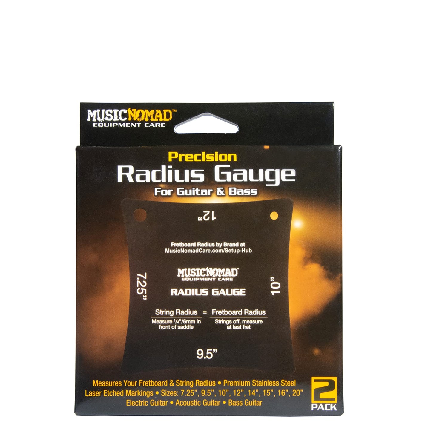 MusicNomad Precision Fretboard and String Radius Gauge Tool - 2 pc. Set (MN603) MusicNomad