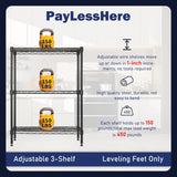 PayLessHere Wire Shelving Unit Heavy Duty Storage Rack Metal Shelf Garage Organizer Wire Rack with Casters (Black, 23" D x 13" W x 30" H) PayLessHere