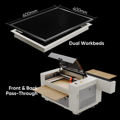 Monport 80W CO2 Laser Engraver＆Water Chiller with Lightburn,16"x24" Laser Engraving Cutting Machine with Autofocus 2 Way Pass Air Assist Commercial - WoodArtSupply