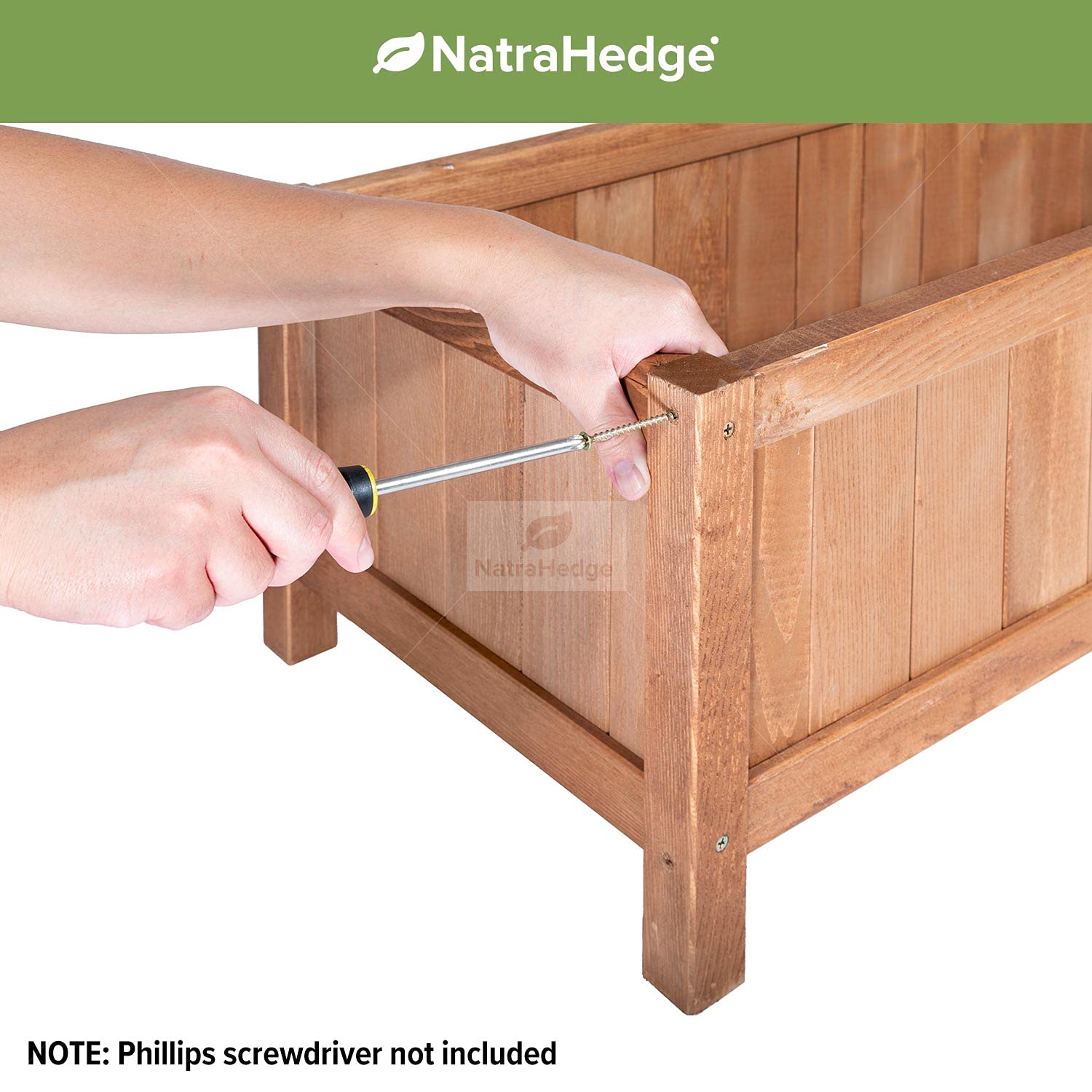 NatraHedge 15" Hampton Classic Wooden Planter Box Indoor and Outdoor Use for Patio Garden (44" x 15" x 15") NatraHedge
