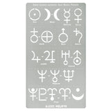 Aleks Melnyk No.413 Metal Stencil, Solar System Symbols, Sun, Moon, Planets, Small Stencil, 1 PC, Template for Wood Burning, Engraving, Crafting, Aleks Melnyk