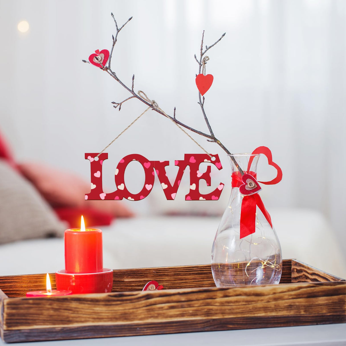 Wooden Love Letter Ornaments to Paint 7 Inch, Large Size Valentine's Day Wooden DIY Blank Unfinished Round Wood Discs Mothers Day Father's Day Sophena