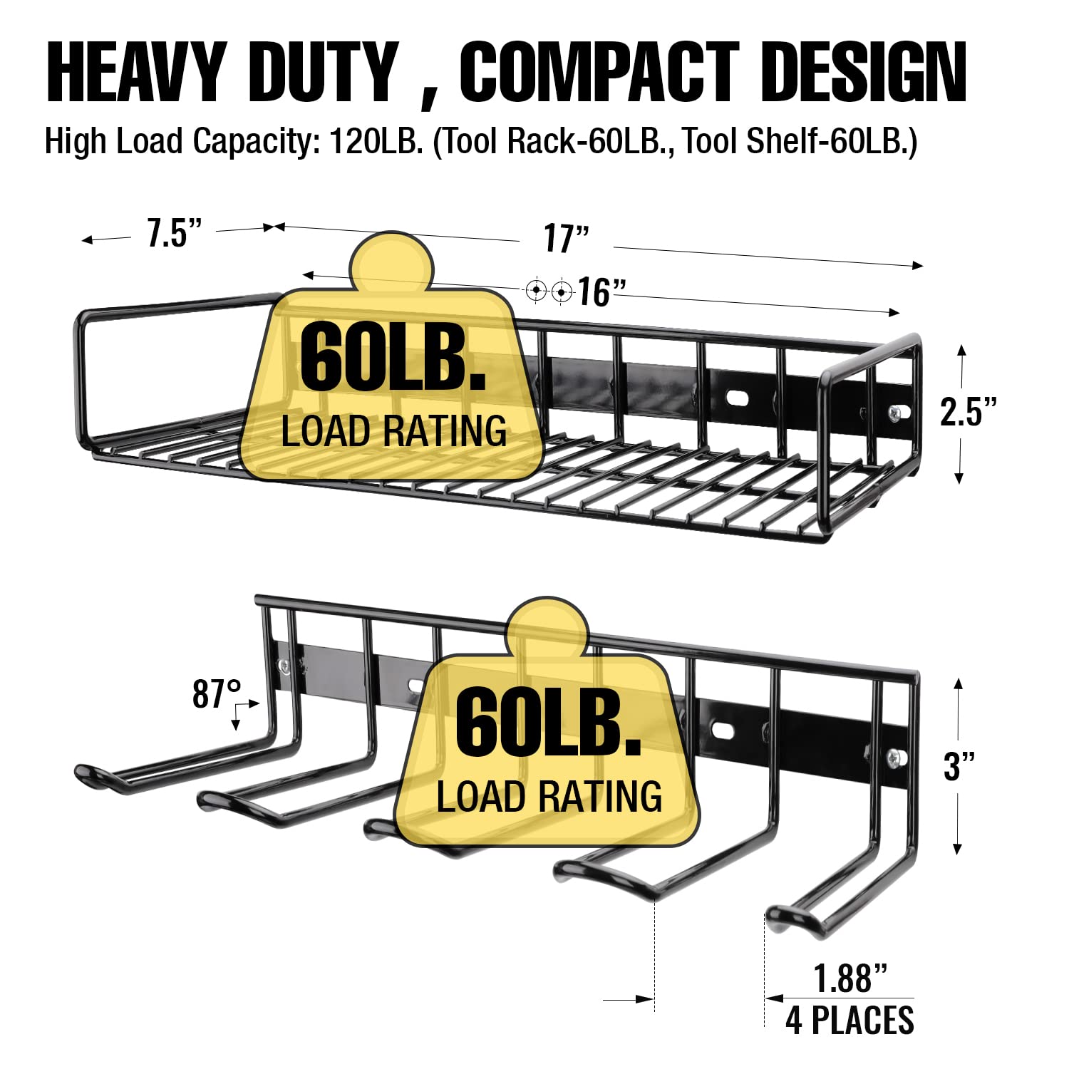 UNITEDPOWER Wall Mounted Power Tool Organizer Holder, Heavy Duty Utility Storage Rack for Battery Powered Hand Tools, Cordless Drill Rack and Tool - WoodArtSupply