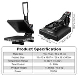 VEVOR Heat Press, 15x15 Power Heat Press Machine for T-Shirt, Fast Heating, High Pressure Heat Press Machine, Digital Industrial Sublimation Printer VEVOR