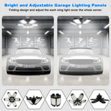 POLARPRA LED Garage Lights - 2 Pack Super Bright 32000LM LED Garage Ceiling Light 6500K LED Shop Light w/ 6 Deformable Panels Screw in E26/E27 Socket POLARPRA