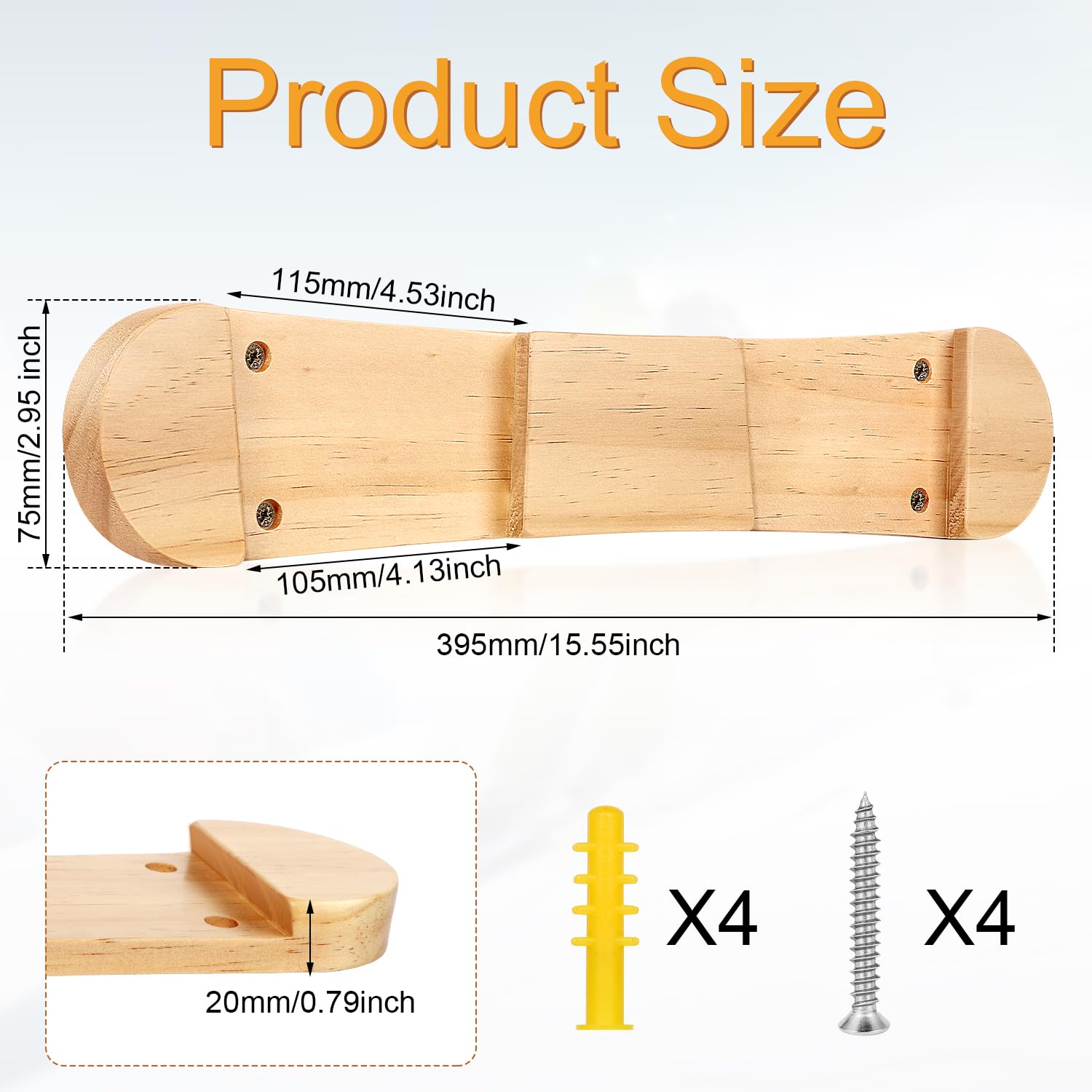 PEUTIER Minimalist Wood Ski Rack, Snowboard Wall Mount Rack Hanger Snowboard Display Rack Snowboard Storage Rack Ski Holder for Room Garage Ski Board PEUTIER