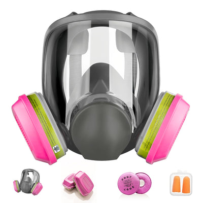 Full Face Respirator Mask with Filter, Cover Organic Vapor Anti-fog mask, Reusable Gas Mask for Spray Paint Chemical Epoxy Resin Dust Mask for