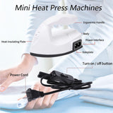 GoLashFun Mini Craft Iron Machine,White Small Electric Heat Press Iron Portable Handy Travel for Heating Transfer Vinyl Projects,Clothes Shoes Bags GoLashFun