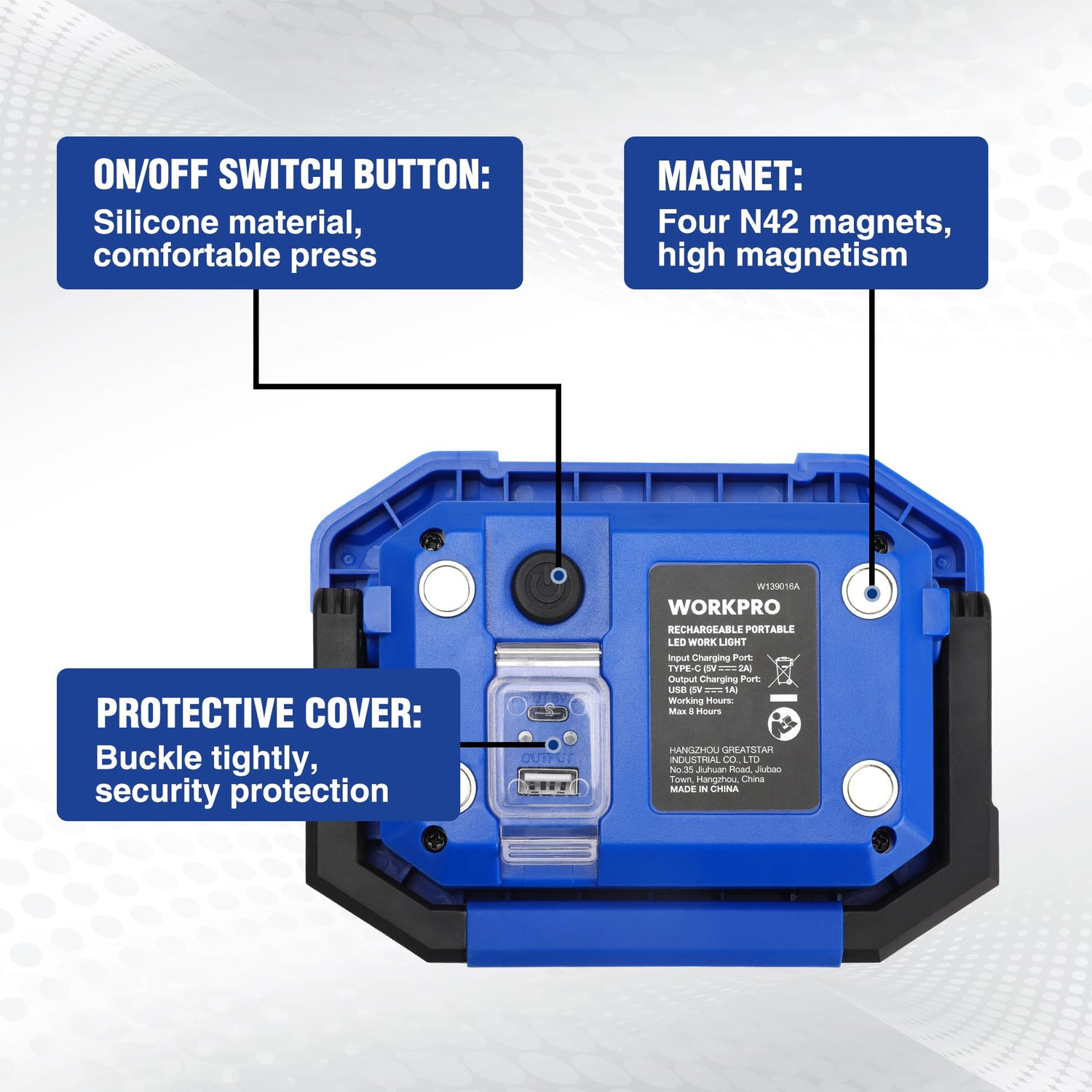 WORKPRO LED Work Light, Rechargeable Magnetic Work Lights with Stand, Portable, Waterproof, 2000LM COB Flood Light for Camping, Fishing, Car Repair, WORKPRO