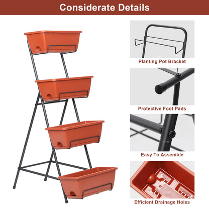 4 Tiers Vertical Raised Garden Bed, Planter Raised Beds Freestanding Elevated Planter Bed with Planter Tray for Indoor and Outdoor Flowers Herbs