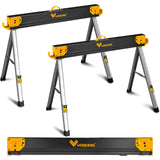 WORKESS Saw Horses 2 Pack Folding, Heavy Duty Sawhorse Table 2600 Lbs Load Capacity with 2x4 Support Legs, Portable Folding and Fast Open Legs and WORKESS