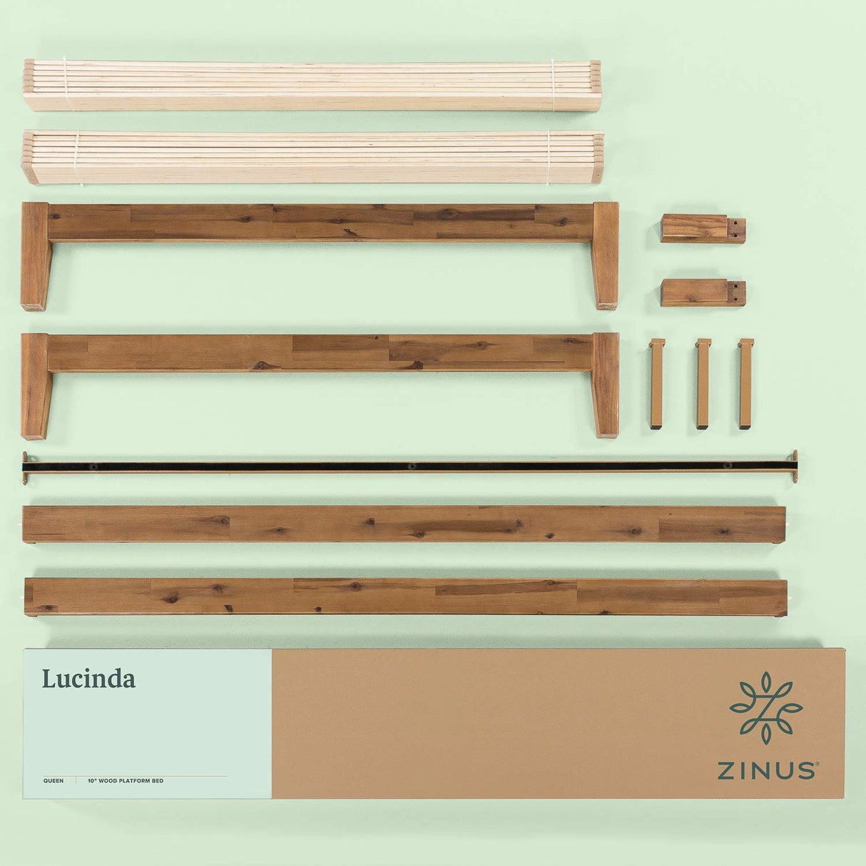 ZINUS Lucinda Solid Wood Platform Bed Frame with Slat Support – No Box Spring Required, Easy Assembly, Full Size Zinus